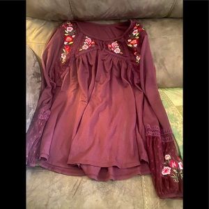 Maroon colored with flowers